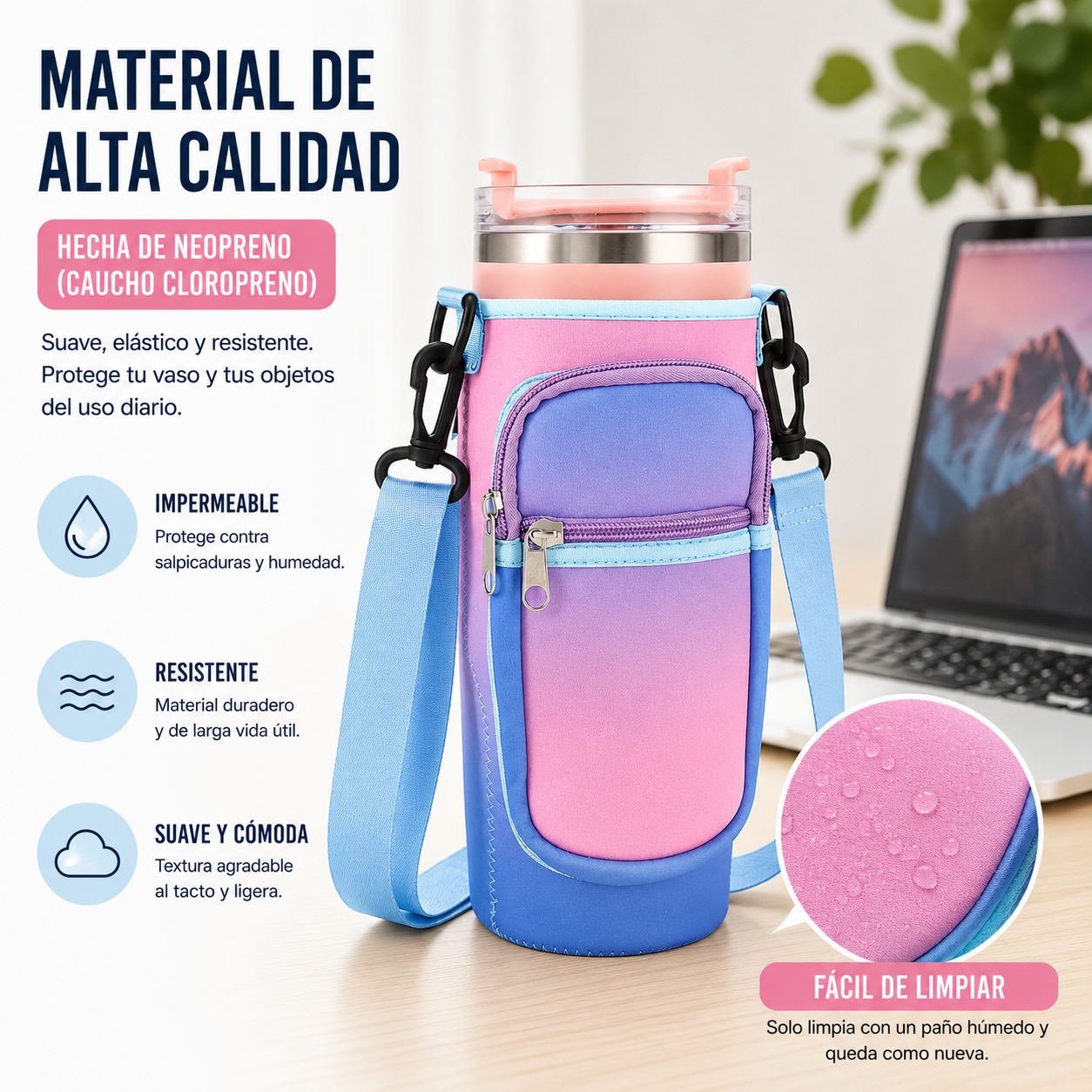 Funda Portabotellas 1,2L (40oz) con Correa Ajustable| Neopreno Antideslizante