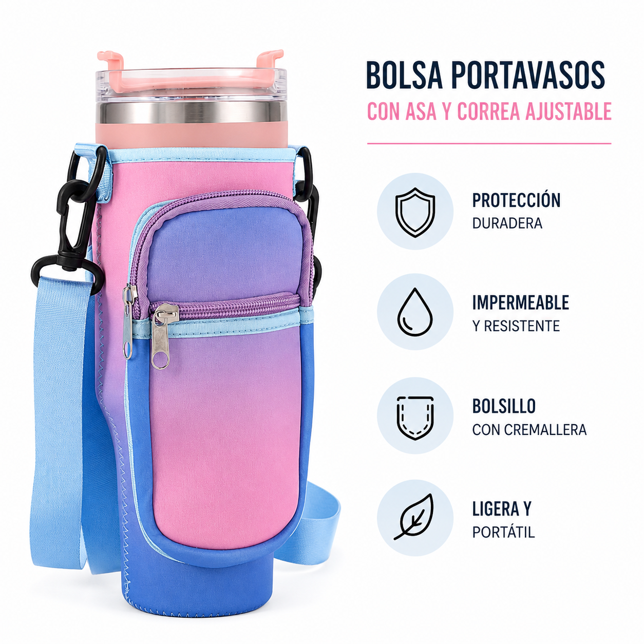 Funda Portabotellas 1,2L (40oz) con Correa Ajustable| Neopreno Antideslizante