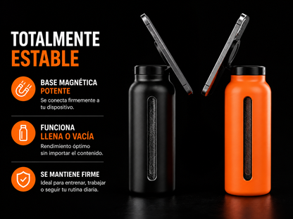 Botella Deportiva Acero Inoxidable 700ml con Soporte Magnético para Móvil
