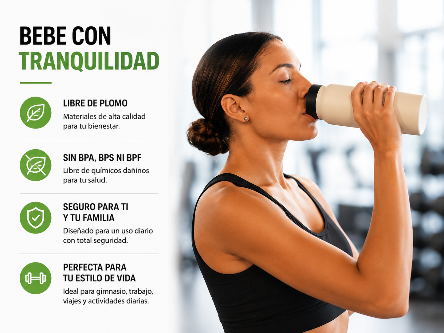 Botella Deportiva Acero Inoxidable 700ml con Soporte Magnético para Móvil