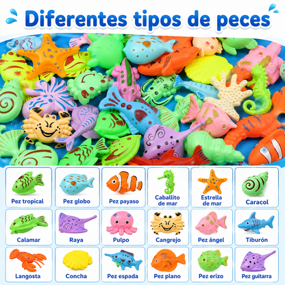Estanque de pesca inflable infantil con peces magnéticos