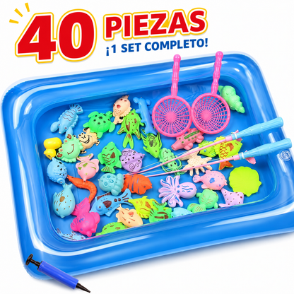 Estanque de pesca inflable infantil con peces magnéticos