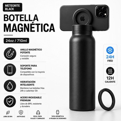 Botella Deportiva Acero Inoxidable 700ml con Soporte Magnético para Móvil