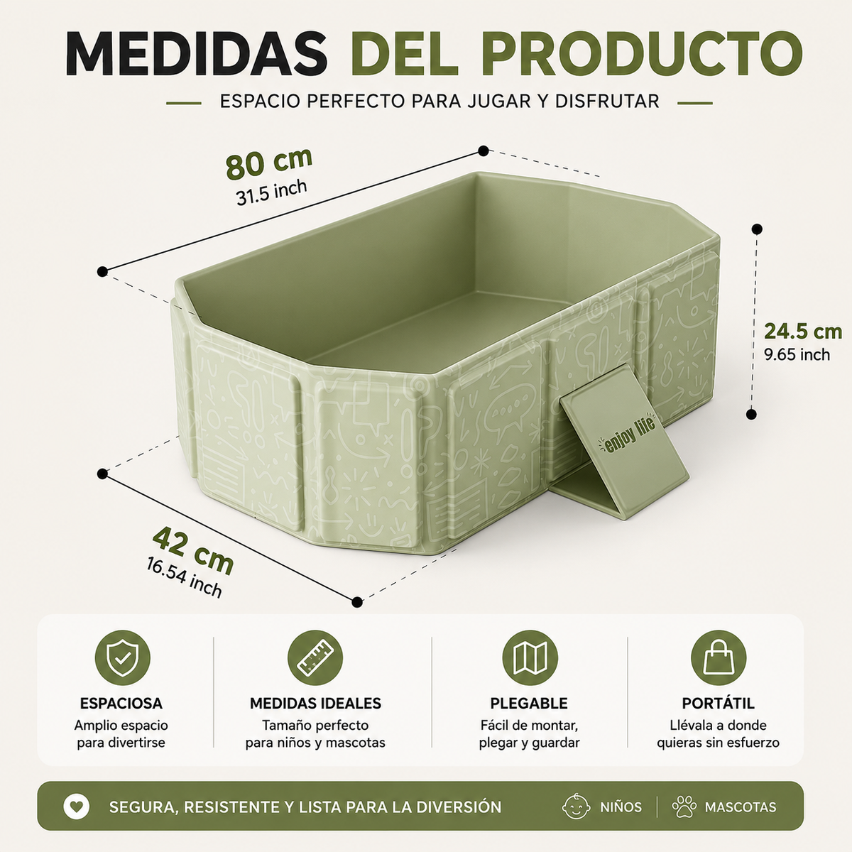 Bañera Plegable Familiar 3 en 1 | Piscina de Jardín y Bañera Portátil para Bebés